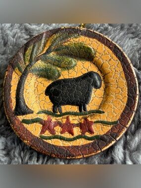 Ragon House Black Sheep Ornament Primitive Folk Art Rustic Country Decor 2"